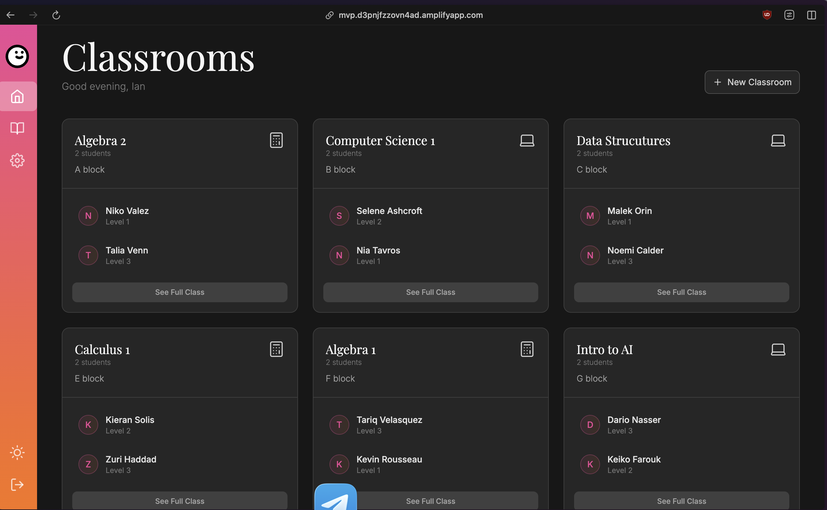 IEP Pal Classrooms dashboard